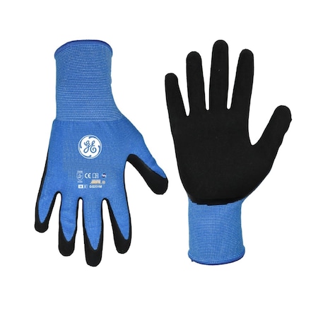 Ge Coated Gloves, Foam Nitrile, Black/Blue, XL GG231XLC